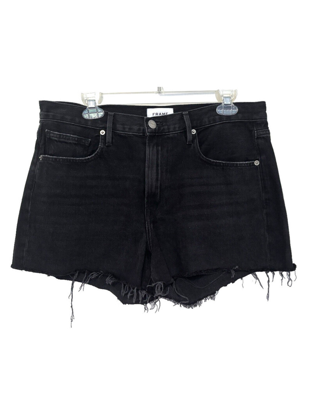 Frame Le Brigette Cutoff Shorts Womens 30 Grayridge Black 3" Raw Hem Mid Rise